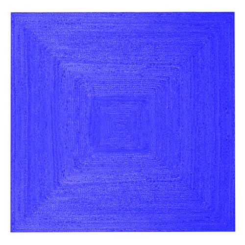 CASAVANI Quadratischer Teppich Kelim, blauer geflochtener Jute-Teppich, vakuumreinigende Jute, für drinnen und draußen, Flachgewebe, für Schlafzimmer, Nachttisch, maßgefertigte Matte, Esstisch, von CASAVANI