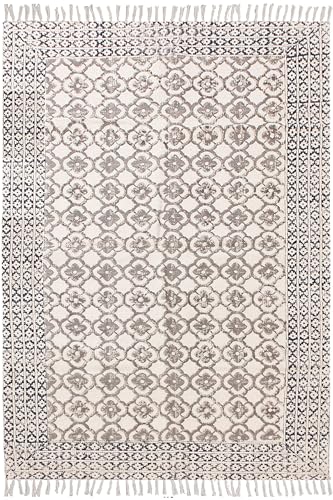 Flurteppich, 7,6 x 25,4 cm, mit Bordüre, handbedruckt, Baumwolle, Korridor-Teppich, handgefertigt, Boho-Läufer, dick, 0,5 cm, Kelim-Bodenteppich, für drinnen und draußen, Landebahn Flurteppich, 7,6 x 25,4 cm, mit Bordüre, handbedruckt, Baumwolle, Korridor-Teppich, handgefertigt, Boho-Läufer, dick, 0,5 cm, Kelim-Bodenteppich, für drinnen und draußen, Landebahn von CASAVANI