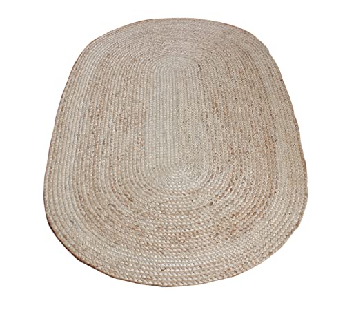Jute Oval Teppich Geflochten Stil 100% Natur Jute Teppich Home Decor Modern Teppich 80 x 300 cm (2,6 x 10 Fuß Läufer) von CASAVANI