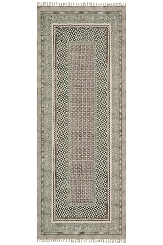 Kelim-Läufer, Flachgewebe, 15,2 x 30,5 cm, dick, 0,5 cm, leicht waschbar, Bodenteppich, handgefertigt, Boho-Teppich, für drinnen und draußen, geometrisches Design, grün-braun, handbedruckt Kelim-Läufer, Flachgewebe, 15,2 x 30,5 cm, dick, 0,5 cm, leicht waschbar, Bodenteppich, handgefertigt, Boho-Teppich, für drinnen und draußen, geometrisches Design, grün-braun, handbedruckt von CASAVANI