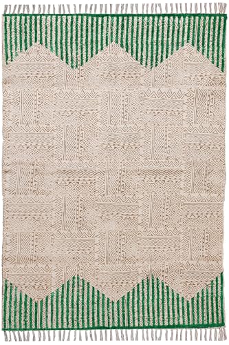 Kelim-Läufer, Flachgewebe, 7,6 x 38,1 cm, leicht waschbar, Bodenteppich, dick, 0,5 cm, handgefertigt, Boho-Teppich, für drinnen und draußen, gestreiftes Design, grün, beige, handbedruckt Kelim-Läufer, Flachgewebe, 7,6 x 38,1 cm, leicht waschbar, Bodenteppich, dick, 0,5 cm, handgefertigt, Boho-Teppich, für drinnen und draußen, gestreiftes Design, grün, beige, handbedruckt von CASAVANI