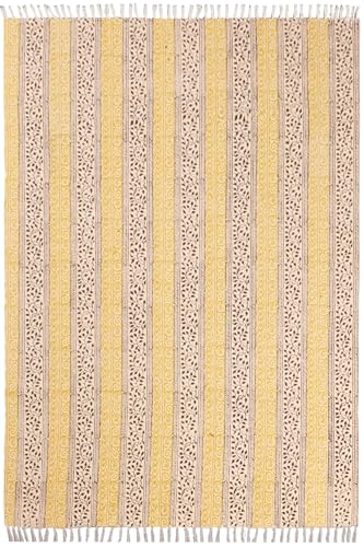 Kelim Teppich für Wohnzimmer, Flachgewebe, Blumenmuster, Gelb, Schwarz, dick, 0,5 cm, handgefertigt, Boho, leicht waschbar, Bodenteppich, handbedruckt, Baumwollteppich für drinnen und draußen Kelim Teppich für Wohnzimmer, Flachgewebe, Blumenmuster, Gelb, Schwarz, dick, 0,5 cm, handgefertigt, Boho, leicht waschbar, Bodenteppich, handbedruckt, Baumwollteppich für drinnen und draußen von CASAVANI