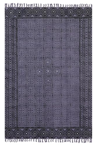 Kelim-Teppich mit Bordüre, 6,6 x 25,4 cm, lila-schwarz, Treppenhaus, Küchenläufer für den Eingangsbereich, Teppich, Bodenmatte, dick 0,5 cm, handbedruckt, Baumwolle, leicht waschbar, handgefertigt Kelim-Teppich mit Bordüre, 6,6 x 25,4 cm, lila-schwarz, Treppenhaus, Küchenläufer für den Eingangsbereich, Teppich, Bodenmatte, dick 0,5 cm, handbedruckt, Baumwolle, leicht waschbar, handgefertigt von CASAVANI