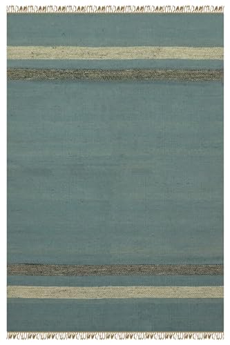 Kelim Wendbarer Läufer, 7,6 x 30,5 cm, Flachgewebe, gestreiftes Design, blau-schwarz, handgewebt, dick, 0,5 cm, Wolle, Jute-Teppich, für drinnen und draußen, Teppiche für Treppen, Flur von CASAVANI