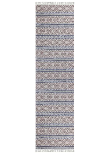 Küchenläufer, 5 x 20 cm, 0,5 cm, Braun / Blau, gestreiftes Design, handgefertigt, Boho, Flachgewebe, handbedruckt, Baumwolle, leicht waschbar, Bodenteppich, für drinnen und draußen, Nachttisch, Yoga Küchenläufer, 5 x 20 cm, 0,5 cm, Braun / Blau, gestreiftes Design, handgefertigt, Boho, Flachgewebe, handbedruckt, Baumwolle, leicht waschbar, Bodenteppich, für drinnen und draußen, Nachttisch, Yoga von CASAVANI