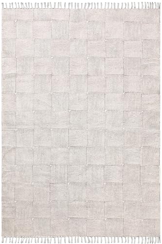 Läufer für den Innenbereich, dick, 0,5 cm, grau-schwarz, kariert, handgefertigt, Boho, Flachgewebe, handbedruckt, Baumwolle, leicht waschbar, Bodenteppich, Outdoor-Teppich, Flur, Balkon, 5 x 35 cm von CASAVANI