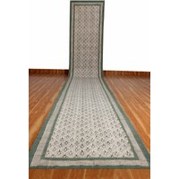 Grüner Block-Print-Läufer Extra Großer Läufer Flur Teppich Baumwollläufer 6x30 3x45 4x6 Meter von CASAVANIHOMES