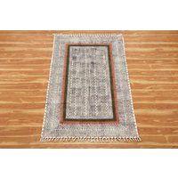 Handblockdruck-Teppich. Schwarzer Baumwollteppich. Baumwoll-Flachgewebe-Läufer. Flur-Treppenläufer. Bodendekor - 4x6, 6x6, 2x20 Fuß von CASAVANIHOMES