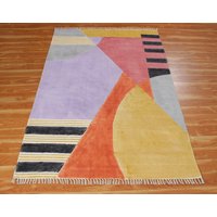 Handgefertigter Baumwoll-Teppich Gelber Mehrfarbiger Teppich Handblock Bedruckter 4 X 8 10 14 Fuß Handgefertigter Baumwoll-Teppich Gelber Mehrfarbiger Teppich Handblock Bedruckter 4 X 8 10 14 Fuß von CASAVANIHOMES