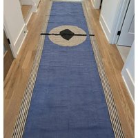 Handgeknüpfter Teppich Handgemusterter Kelimteppich, Indisch, Boho Teppich, Blau Schwarzer Kelimteppich 200x200 3x20 Handgeknüpfter Teppich Handgemusterter Kelimteppich, Indisch, Boho Teppich, Blau Schwarzer Kelimteppich 200x200 3x20 von CASAVANIHOMES