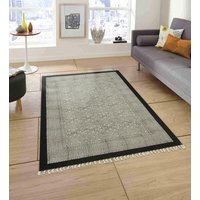 Handgemaakt Grijs Kilim-Kleed Groen Katoenen Kleed Handbedrukt Woonkamerkleed Slaapkamerkleed Bloemendecoratiekleed 4x6 Voet von CASAVANIHOMES