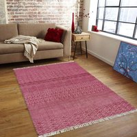 Handgemaakt Grijs Kilim-Kleed Groen Katoenen Kleed Handbedrukt Woonkamerkleed Slaapkamerkleed Bloemendecoratiekleed 4x6 Voet von CASAVANIHOMES