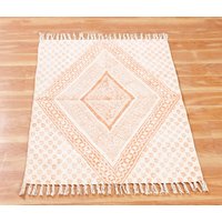 Handgemachter Baumwollteppich Oranger Kelimteppich Wohnzimmerteppich Terrassenteppich 3x5 6x9 8x10 von CASAVANIHOMES