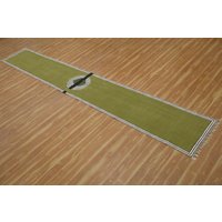 Olivgrüner Baumwollteppich Blockprint Flur Läufer Outdoor Teppich Waschbar Dekor Weihnachtsdeko 20x200 von CASAVANIHOMES