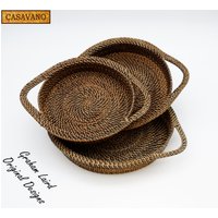 Rattan Stapelschalen - 3-Teiliges Set Handgefertigte Und Handbearbeitete Gewebte Körbe Brot Servieren Aller Natürlichen, Nachhaltigen Materialien von CASAVANO