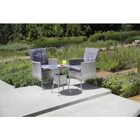 CASAYA Bistro-Set »Wada«, 2 Sitzplätze, Polyrattan/Stahl/Polyester, inkl. Auflagen - grau von CASAYA