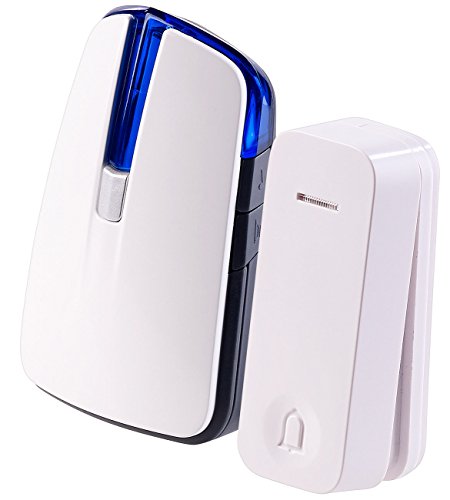 CASAcontrol Türklingel mit Batterie: Batterie-Funkklingel mit kinetischem Funk-Taster, Licht & Ton (Klingel mit Batterie, Türklingel batteriebetrieben, Batteriebetriebene) von CASAcontrol