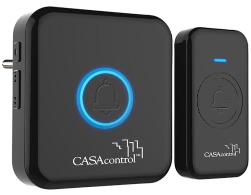 CASAcontrol Türmelder: Funk-Klingel-Taster & Steckdosen-Empfänger, 64 Melodien, IP56, schwarz (Türgong-Bewegungsmelder, Funkbewegungsmelder, Lichtschranke) von CASAcontrol
