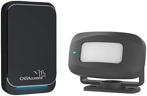 CASAcontrol Katzenklingel: Funk-Durchgangsmelder, PIR-Sensor, Steckdosen-Klingel, schwarz (Türklingel mit Bewegungsmelder, Klingel Bewegungssensor, Lichtschranke) von CASAcontrol