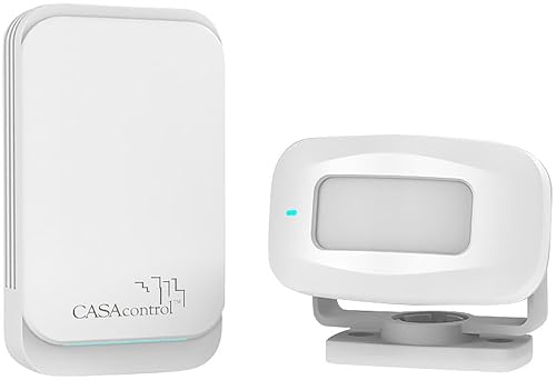 CASAcontrol Funk Bewegungsmelder: Funk-Durchgangsmelder, PIR-Sensor, Steckdosen-Klingel, weiß (Türklingel mit Bewegungsmelder, Klingel mit außen, Lichtschranke) von CASAcontrol