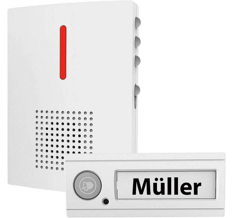 CASAcontrol Funk-Türgong FTK-120 Funkgong Funk-Türklingel mit Licht- & Ton-Signal, 434, weiß 3 Signal-Modi: nur Ton oder Licht sowie Licht und Ton gleichzeitig von CASAcontrol