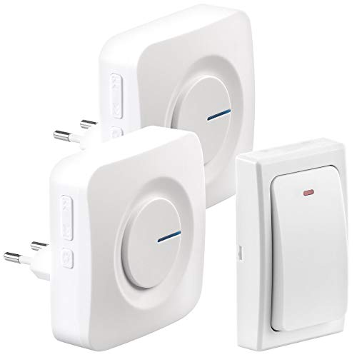 CASAcontrol Funktürklingel: Batterielose Funk-Türklingel, 2 Steckdosen-Empfänger, 36 Töne, IP44 (Funkklingel ohne Batterie, Funkklingel batterielos, wasserdicht Batterien) von CASAcontrol