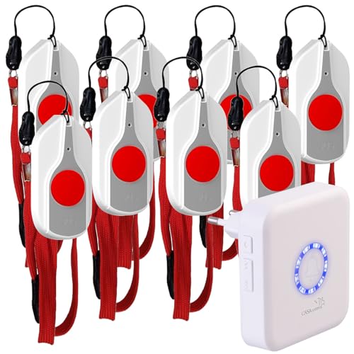 CASAcontrol SOS-Notrufknopf-Alarm: SOS-Notrufknopf-Set für Senioren, 8X Sender, 1x Empfänger, 110dB, IP44 (Hausnotruf Senioren, Notrufsystem) von CASAcontrol