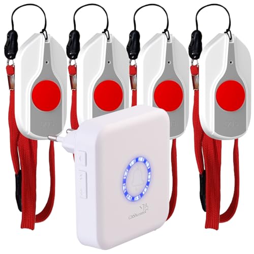 CASAcontrol SOS-Notrufknopf-Alarm: SOS-Notrufknopf-Set für Senioren, 4X Sender, 1x Empfänger, 110dB, IP44 (Hausnotrufanlagen, Notrufsysteme) von CASAcontrol