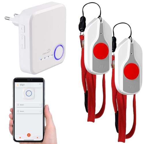 CASAcontrol Hausnotruf: Smartes SOS-Notrufknopf-Set für Senioren, 2X Sender, 1x Empfänger, App (SOS-Notruftaste, Hausnotruf Senior) von CASAcontrol