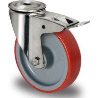 CASCOO Rückenlochlenkrolle mit Totalfeststeller ø 100 mm Serie N2U6 Rollenlager Edelstahl von CASCOO