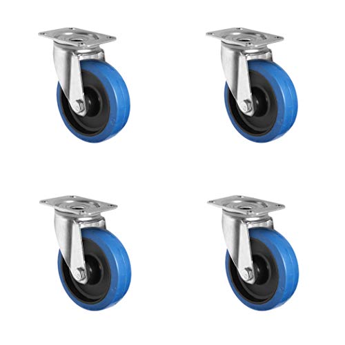 CASCOO SETSBSB080R4F1R0N Rollensatz 4 Lenkrollen, Polyamid, Elastik blau, Gummi, Durchmesser 80 mm, Rollenlager, Transportrollen, Traglast 390 kg (4-er Pack) von CASCOO
