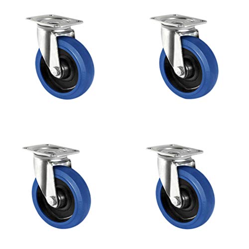 CASCOO SETSBSB125R4F1R0N Rollensatz 4 Lenkrollen, Polyamid, Elastik blau, Gummi, Durchmesser 125 mm, Rollenlager, Transportrollen, Traglast 600 kg (4-er Pack) von CASCOO