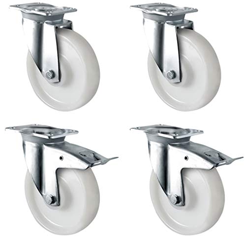 CASCOO SETSHCH200Z0Z0D0N Rollensatz 2 Lenkrollen-, 2 mit Feststeller, Polyamid, Schwerlast, Durchmesser 200 mm, Kunststoff, Doppelkugellager, Traglast 3000 kg (4-er Pack) von CASCOO
