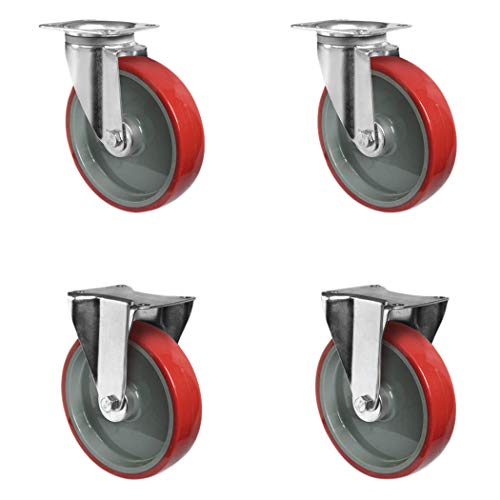 CASCOO SETSPFP160N2U6R1W Rollensatz 2 Lenkrollen, 2 Bockrollen, Polyamid, Polyurethan, Durchmesser 160 mm, Rollenlager,Transportrollen, Traglast 900 kg (4-er Pack) von CASCOO