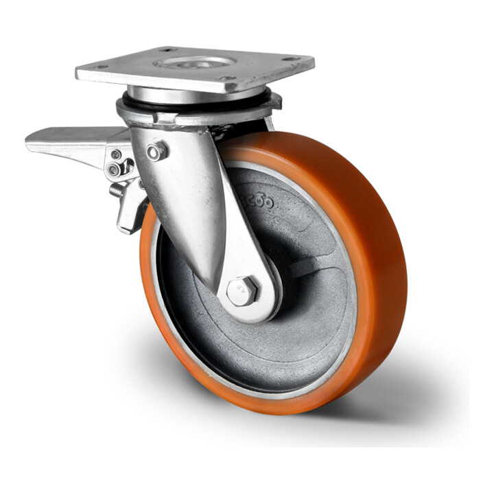 Cascoo Lenkrolle Rolle Schwerlastrolle Polyurethan Braun 125 Mm Siehe Text/Foto B-Ware von CASCOO