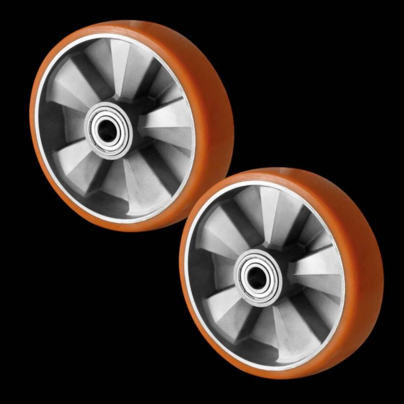 Cascoo Rad Rolle 200 Mm Doppelkugellager Aluminium Polyurethan Braun 2 Stück B-Ware von CASCOO