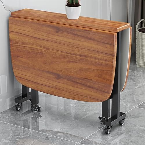 CASEGO Klappbarer Esstisch, Drop-Leaf-Küchentisch, ausziehbarer Multifunktions-Schreibtisch aus Holz, mobiler, platzsparender mit 6 Rädern (One Color 100cm) von CASEGO
