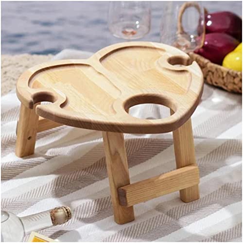 CASEGO Kleiner Picknicktisch in Liebesform, faltbar, tragbar, Weinregal, geeignet für Camping, Meer, Garten usw. von CASEGO