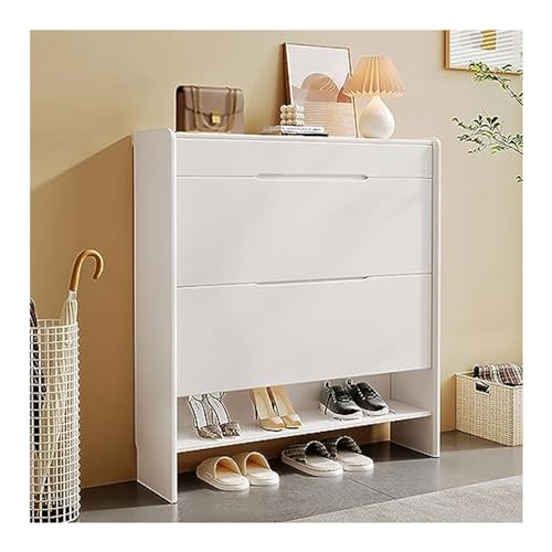 CASEGO Schuhschrank, unabhängiger Schuhschrank mit Eimer, versteckter schmaler Schuhschrank für den Haushalt, geeignet für Veranden und Eingänge (White 80x25x115cm) von CASEGO