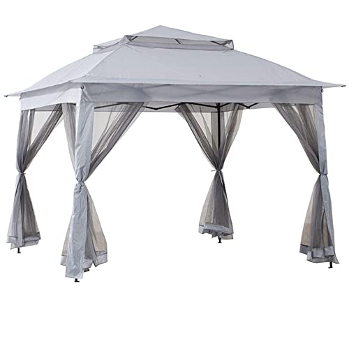 Pop-up-Pavillon mit doppeltem Baldachin, verschlüsseltem Netz, tragbar, faltbar, Außenzelt, Hofvilla, europäische Freizeitmarkise (Light Gray) von CASEGO