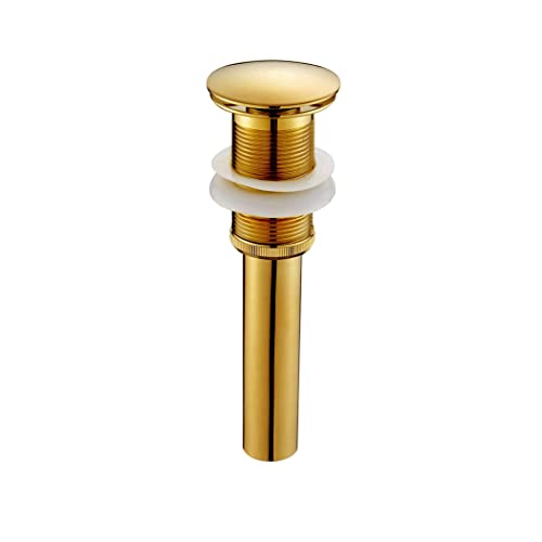 CASEWIND Ablaufgarnitur Waschbecken, Ablaufventil ohne Überlauf, Gold Pop Up Ventil Messing für Dusche von CASEWIND