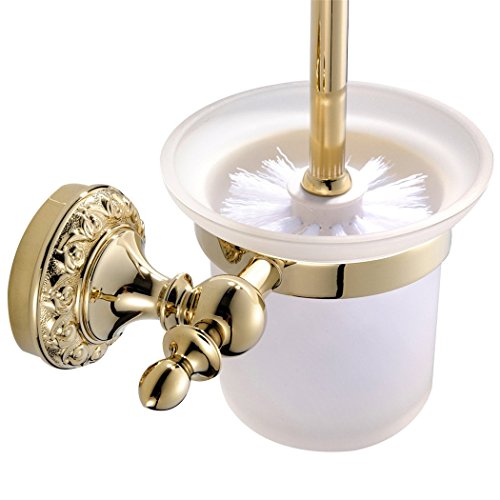 CASEWIND Klobürste Gold, Toilettenbürstenhalter Messing, WC Bürste Set Wandmontage Stand mit Bohren Badezimmer von CASEWIND