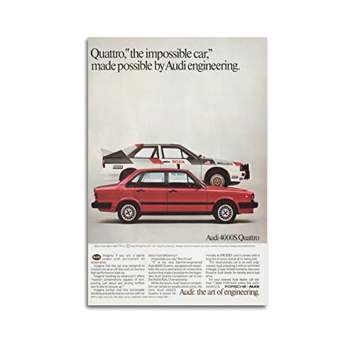 Vintage-Poster für Audi Quattro Sportauto, Rennauto, dekoratives Gemälde, Leinwand, Wand- und Kunstbild, Familien-Schlafzimmer, Dekoration, 40 x 60 cm von CASEZ