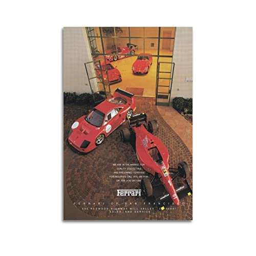 Vintage-Poster für Ferrari-Rennauto, dekoratives Gemälde, Leinwand, Wand- und Kunstbild, Familien-Schlafzimmer, Dekoration, 30 x 45 cm von CASEZ