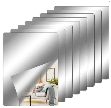 8 Stück Wandspiegel 30x30cm Klebespiegel 1mm Kein Glasspiegel Fliesenspiegel Selbstklebend Spiegelblätter Flexibler Spiegelfolie Acrylspiegel Schulspiege Wandspiegel für Badezimmer Wohnzimmer Deko von CASMIGC