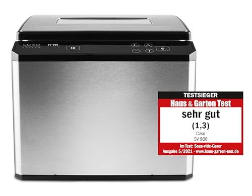 CASO SV900 Sous Vide Garer, perfektes Vakuum garen im Wasserbad für bis zu 5 Portionen, Niedertemperaturgarer 30°C bis 90°C in 0,1°C-Schritten, Silver, Sliber von Caso