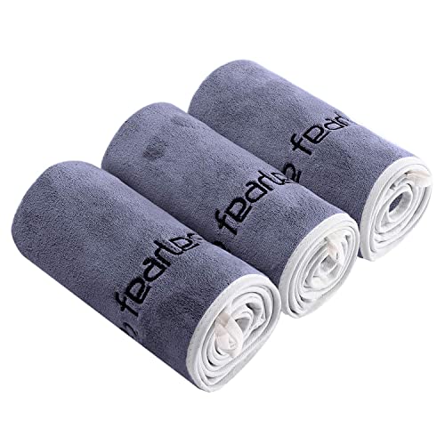 CASOFU Mikrofaser Handtuch Fitness Handtuch Set Gym Handtücher Fitnessstudio Grau Sport Handtuch Gym 35 x 73 cm 3er Set von CASOFU