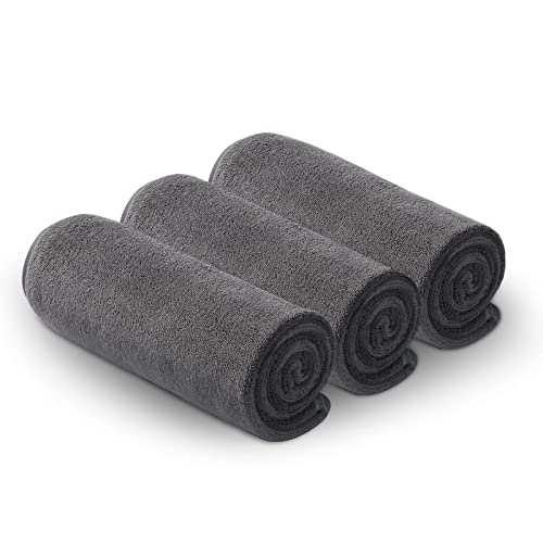 CASOFU Mikrofaser Handtuch Fitness Handtuch Set Gym Handtücher Fitnessstudio Sport Handtuch Gym 35 x 73 cm 3er Set Grau von CASOFU
