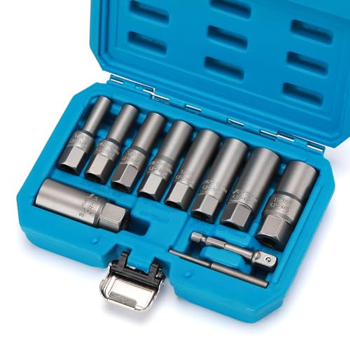 CASOMAN 11-Piece Spiral Type Deep Bolt Extractor, Spark Plug, Bolt Remover Set for for Removing Broken, Damaged, Rusted, or Rounded-Off Bolts, Nuts, Screws, Studs von CASOMAN