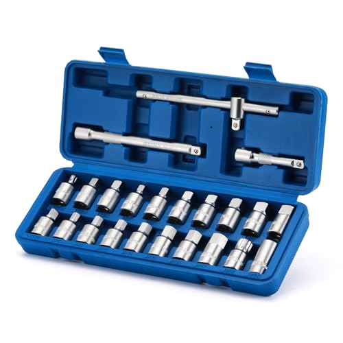CASOMAN 23PCS 3/8" Drive Oil Drain Plug Key Socket Set, Oil Drain Sump Plug Key Socket Set with Extension Bar, Oil Pan Socket Spanner Set with VW BMW etc, CR-V CASOMAN 23PCS 3/8" Drive Oil Drain Plug Key Socket Set, Oil Drain Sump Plug Key Socket Set with Extension Bar, Oil Pan Socket Spanner Set with VW BMW etc, CR-V von CASOMAN